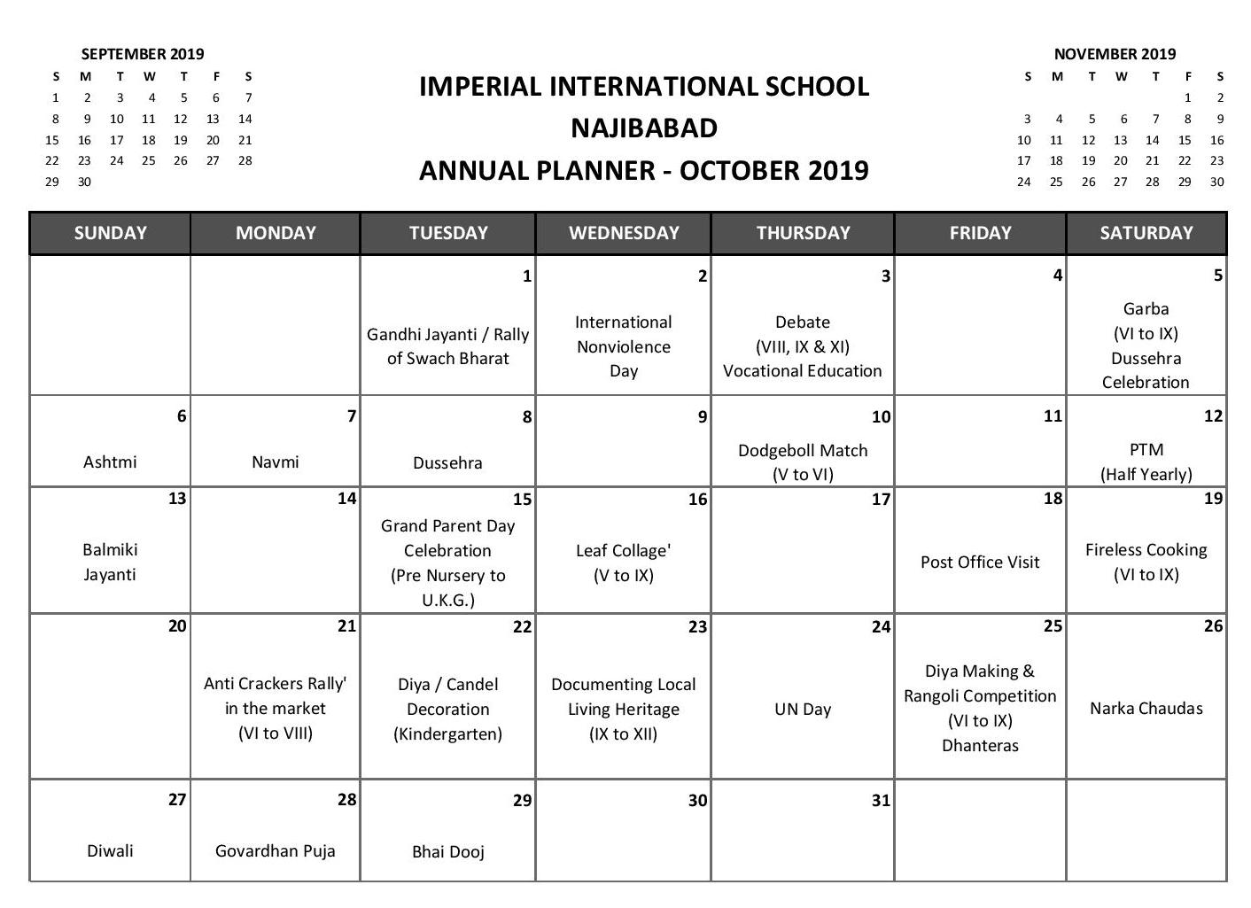 Imperial International School : Academic Calender